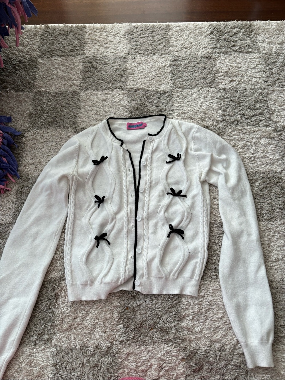 Edikted White Cardigan with Black Trim